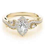 14K Yellow Gold 1 1/3 ct tw Halo Diamond Engagement Ring