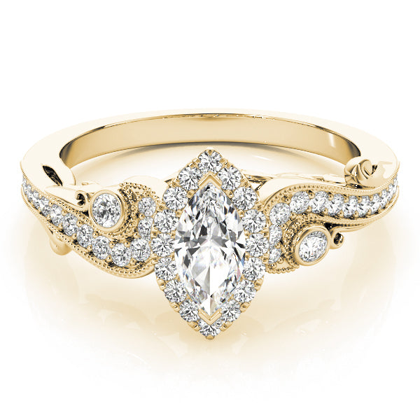 14K Yellow Gold 1 1/3 ct tw Halo Diamond Engagement Ring
