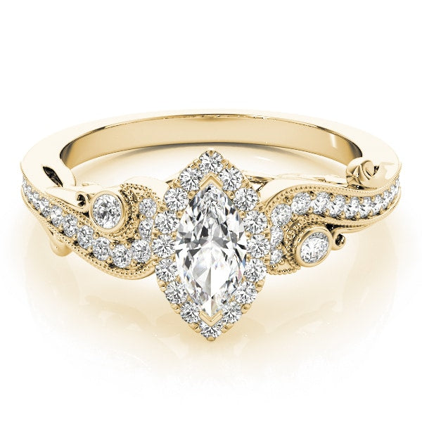 14K Yellow Gold 1 1/3 ct tw Halo Diamond Engagement Ring