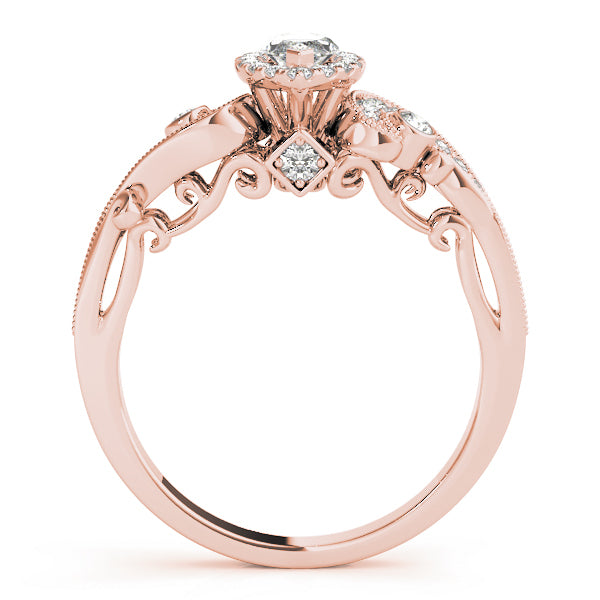 18K Rose Gold 1 1/3 ct tw Halo Diamond Engagement Ring