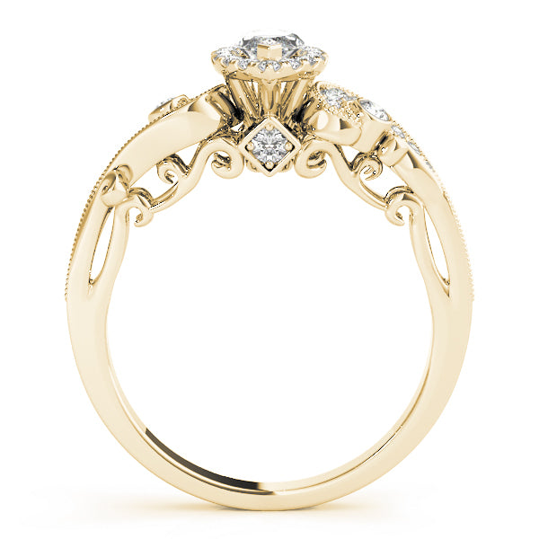 14K Yellow Gold 1 1/3 ct tw Halo Diamond Engagement Ring