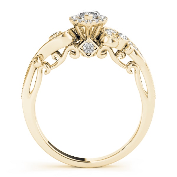 14K Yellow Gold 1 1/3 ct tw Halo Diamond Engagement Ring
