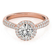 14K Rose Gold 1 1/3 ct tw Halo Diamond Engagement Ring