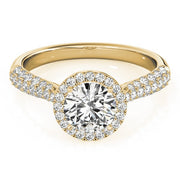 18K Yellow Gold 1 1/3 ct tw Halo Diamond Engagement Ring
