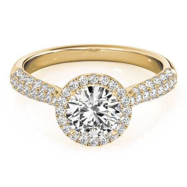 18K Yellow Gold 1 1/3 ct tw Halo Diamond Engagement Ring