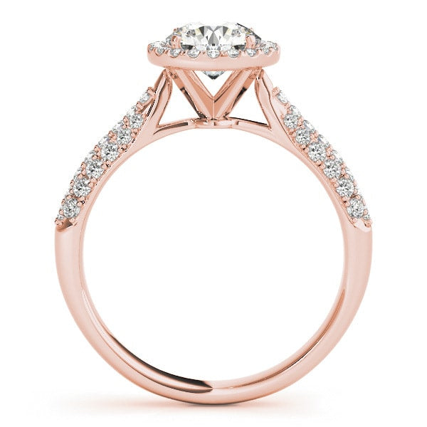18K Rose Gold 1 1/3 ct tw Halo Diamond Engagement Ring