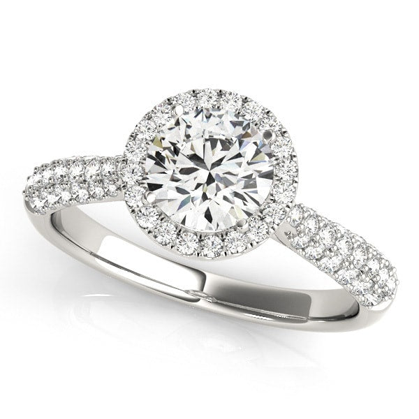 18K White Gold 1 1/3 ct tw Halo Diamond Engagement Ring