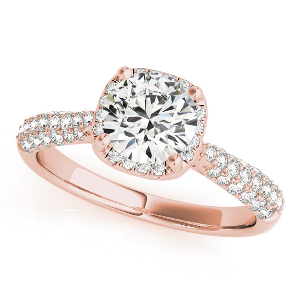 18K Rose Gold 1 1/3 ct tw Halo Diamond Engagement Ring