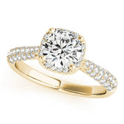 18K Yellow Gold 1 1/3 ct tw Halo Diamond Engagement Ring