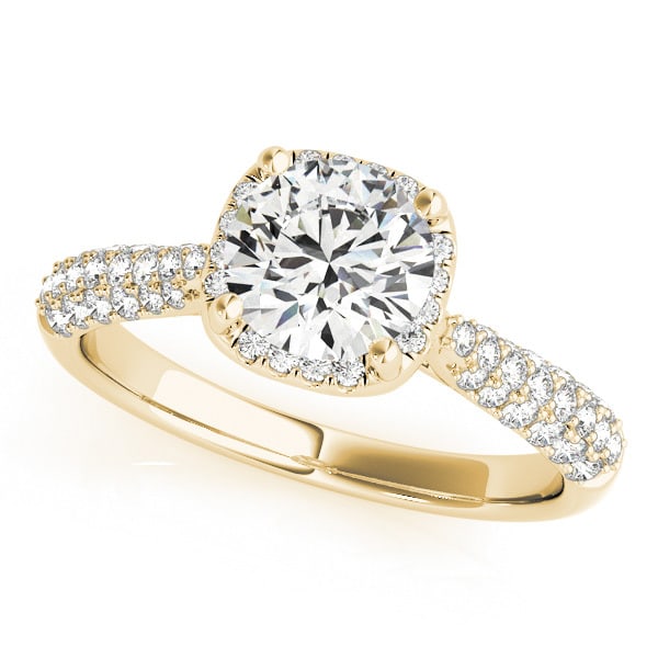 18K Yellow Gold 1 1/3 ct tw Halo Diamond Engagement Ring