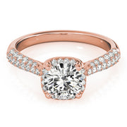 14K Rose Gold 1 1/3 ct tw Halo Diamond Engagement Ring