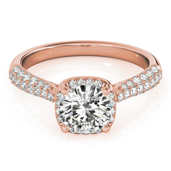 14K Rose Gold 1 1/3 ct tw Halo Diamond Engagement Ring