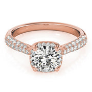 18K Rose Gold 1 1/3 ct tw Halo Diamond Engagement Ring
