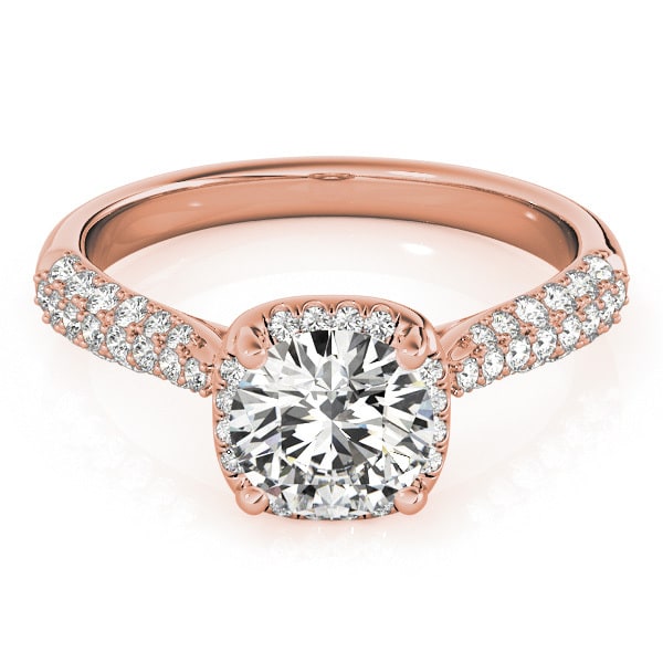 18K Rose Gold 1 1/3 ct tw Halo Diamond Engagement Ring