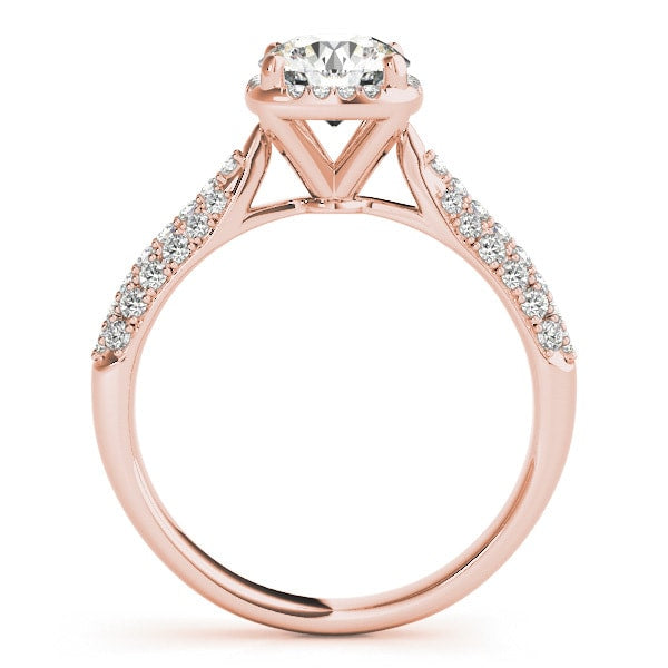 18K Rose Gold 1 1/3 ct tw Halo Diamond Engagement Ring