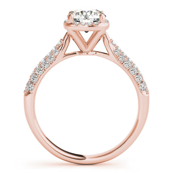 18K Rose Gold 1 1/3 ct tw Halo Diamond Engagement Ring