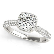18K White Gold 1 1/3 ct tw Halo Diamond Engagement Ring