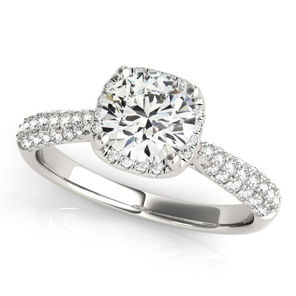 18K White Gold 1 1/3 ct tw Halo Diamond Engagement Ring