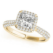 18K Yellow Gold Diamond Halo Engagement Ring