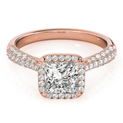 18K Rose Gold 5/8 ct tw Halo Diamond Engagement Ring
