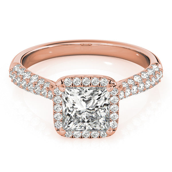 18K Rose Gold 5/8 ct tw Halo Diamond Engagement Ring