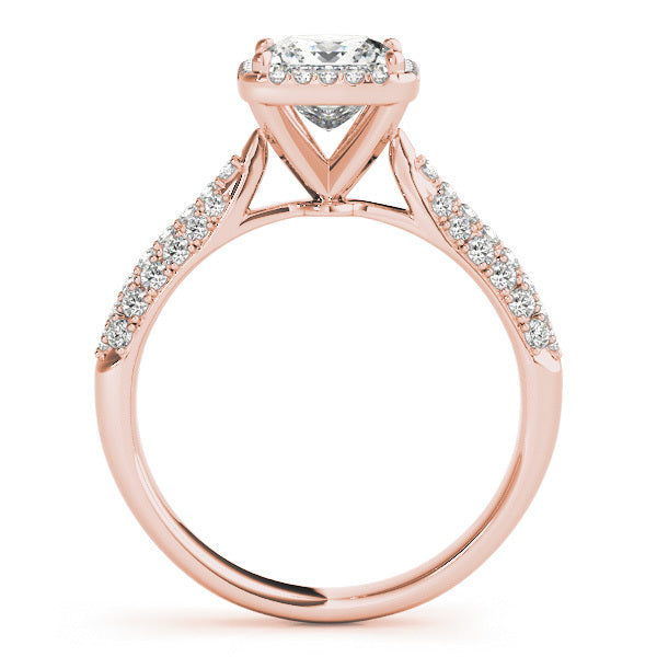 14K Rose Gold 5/8 ct tw Halo Diamond Engagement Ring