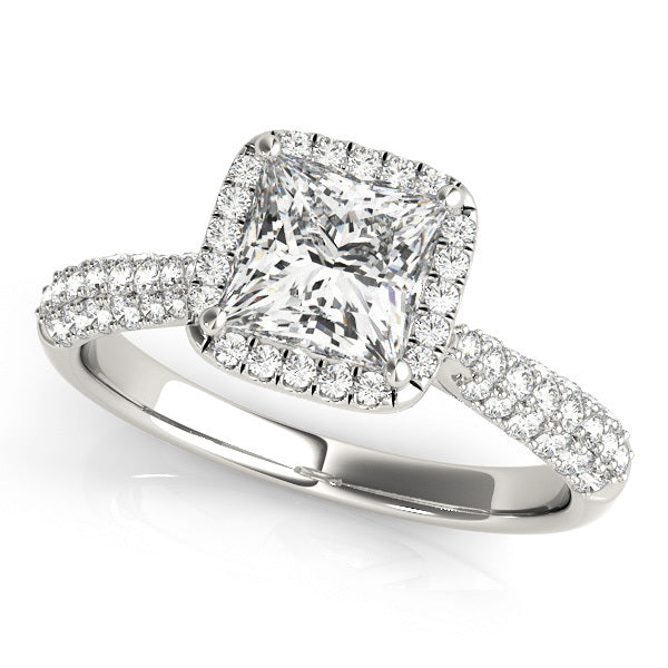 Diamond Halo Square Center Engagement Ring