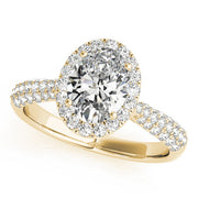 14K Yellow Gold 1/2 ct tw Halo Diamond Engagement Ring