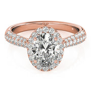 18K Rose Gold 1/2 ct tw Halo Diamond Engagement Ring
