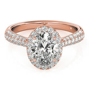14K Rose Gold 1/2 ct tw Halo Diamond Engagement Ring