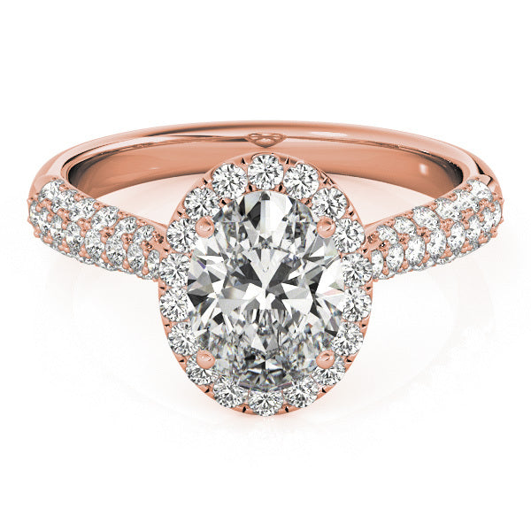18K Rose Gold 1/2 ct tw Halo Diamond Engagement Ring