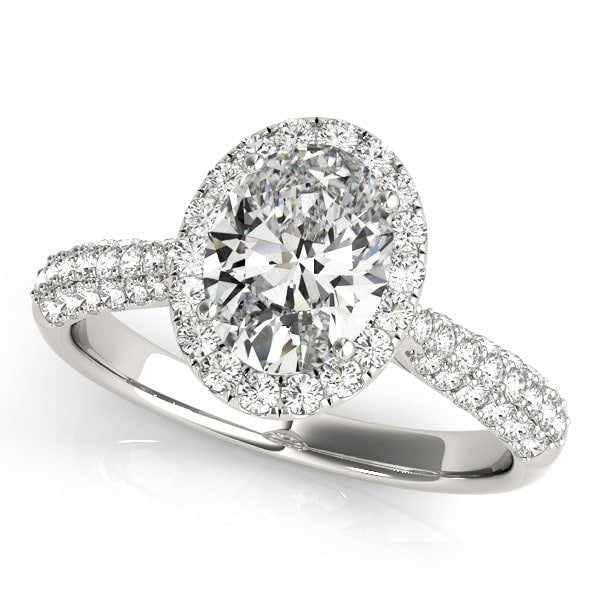 14K White Gold 1/2 ct tw Halo Diamond Engagement Ring