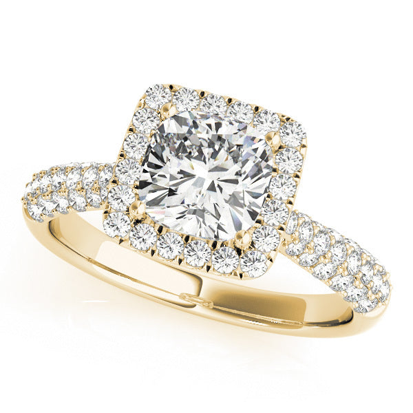 18K Yellow Gold 1 1/3 ct tw Halo Diamond Engagement Ring