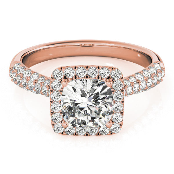 14K Rose Gold 1 1/3 ct tw Halo Diamond Engagement Ring