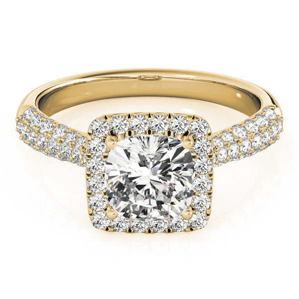 18K Yellow Gold 1 1/3 ct tw Halo Diamond Engagement Ring