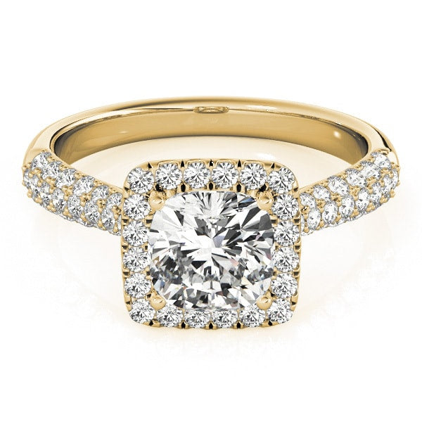 18K Yellow Gold 1 1/3 ct tw Halo Diamond Engagement Ring