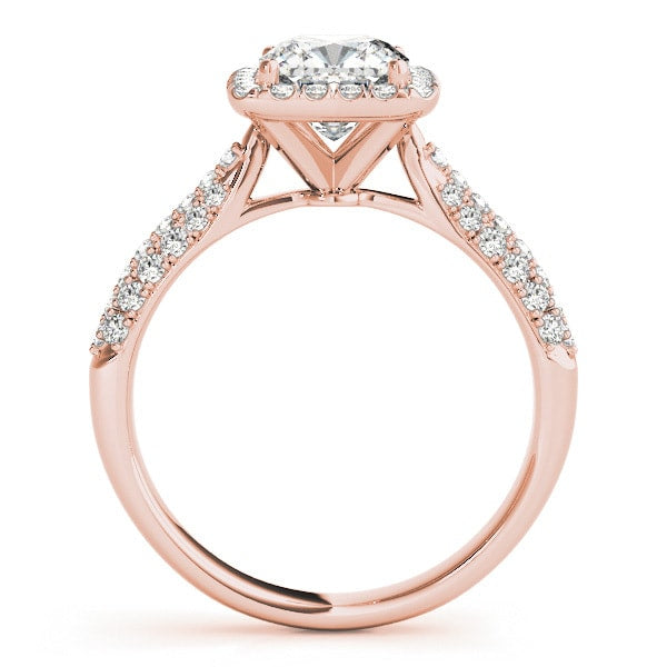 18K Rose Gold 1 1/3 ct tw Halo Diamond Engagement Ring