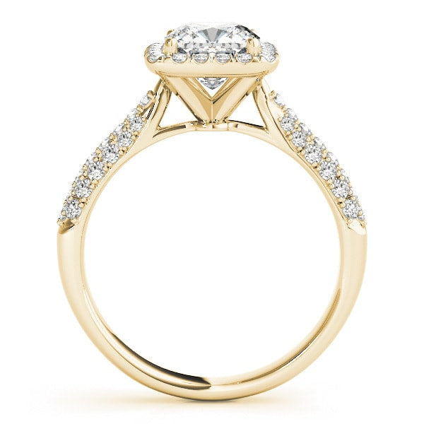 18K Yellow Gold 1 1/3 ct tw Halo Diamond Engagement Ring