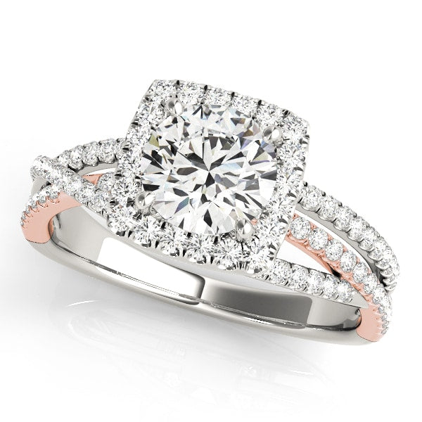 14K Rose Gold 1 7/8 ct tw Halo Diamond Engagement Ring
