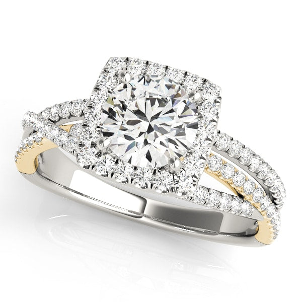 18K Yellow Gold 1 7/8 ct tw Halo Diamond Engagement Ring