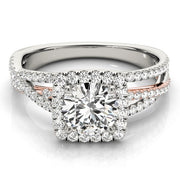 18K Rose Gold 1 7/8 ct tw Halo Diamond Engagement Ring