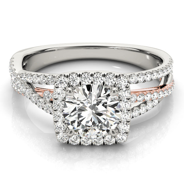 18K Rose Gold 1 7/8 ct tw Halo Diamond Engagement Ring