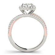 14K Rose Gold 1 7/8 ct tw Halo Diamond Engagement Ring