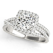 18K White Gold 1 7/8 ct tw Halo Diamond Engagement Ring