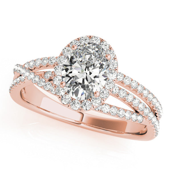 18K Rose Gold Round Diamond Halo Ring