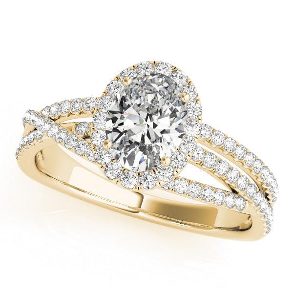 18K Yellow Gold 3/8 ct tw Halo Diamond Engagement Ring