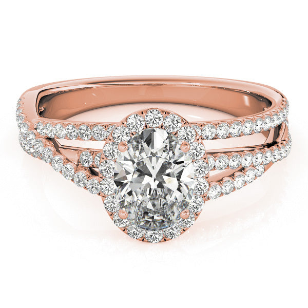 18K Rose Gold 3/8 ct tw Halo Diamond Engagement Ring