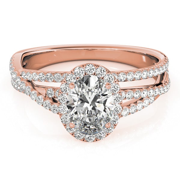 18K Rose Gold 3/8 ct tw Halo Diamond Engagement Ring