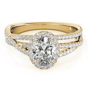 14K Yellow Gold 3/8 ct tw Halo Diamond Engagement Ring