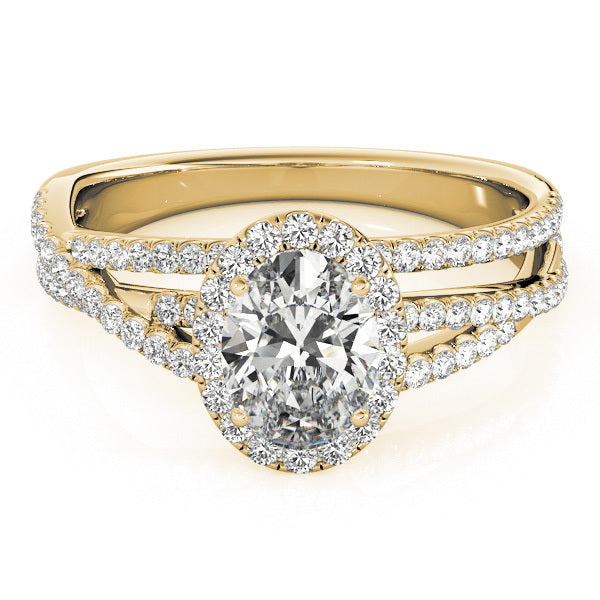 14K Yellow Gold 3/8 ct tw Halo Diamond Engagement Ring